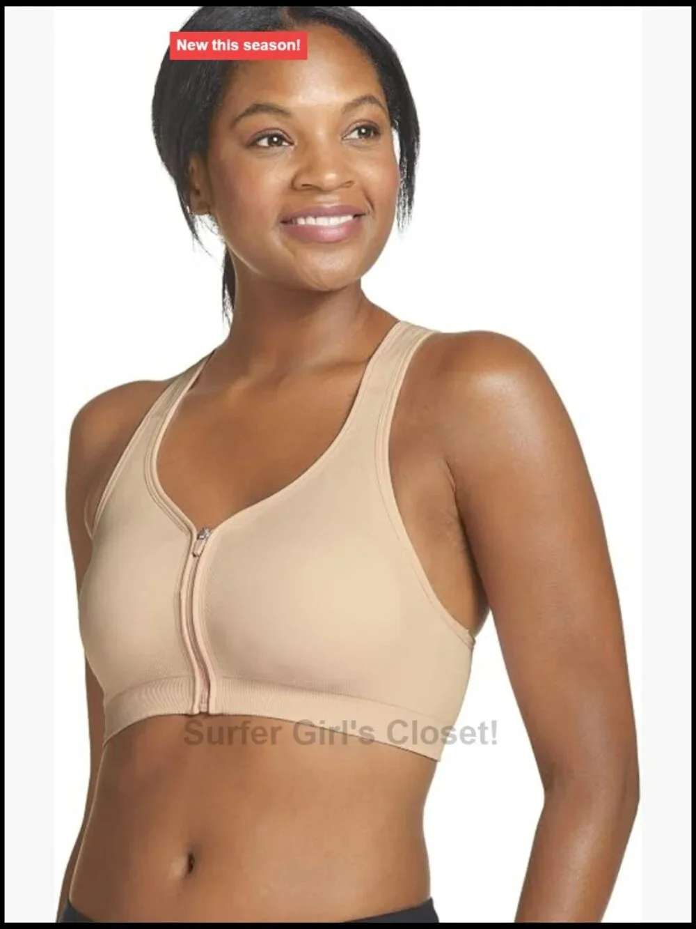 High Impact Zip Front Sports Bra Racerback Nylon Spandex